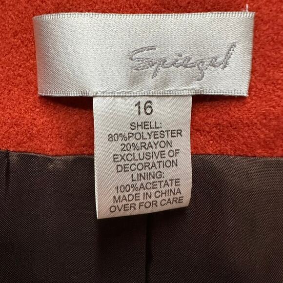 Spiegel Women's Size 16 NWT Jacket Orange Beaded Sleeve Lined Buttons Fall Warm - Picture 3 of 12